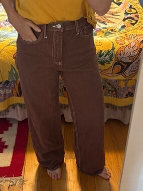 Just Black Denim Chocolate Brown Wide-Leg High-Rise Jeans